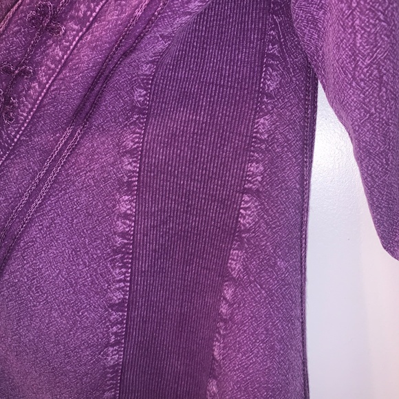 Inca Cottons Purple Embroidered L/S Prairie Boho Top, M - Picture 5 of 9